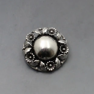 NE FROM Silver Floral Brooch