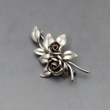 Silver Floral Brooch