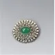 Green Chalcedony Silver Brooch