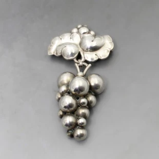 Georg Jensen Silver Grapes Brooch #217B