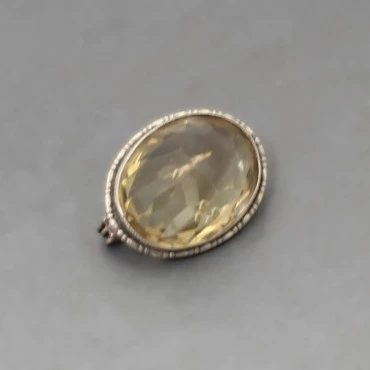 Oval Citrine and Silver Brooch