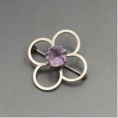 Glen Kelso Frame Amethyst Silver Brooch