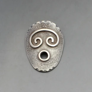 Designer Silver Mask Brooch or Pendant