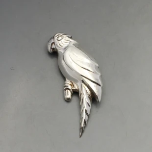 Silver Parrot Brooch