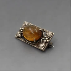 Bernard Instone Style Amber and Silver  Brooch 