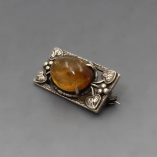 Bernard Instone Style Amber and Silver  Brooch 