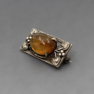 Bernard Instone Style Amber and Silver  Brooch 
