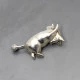 John R Fox Silver Charging Bull Brooch