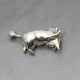 Vintage John R Fox Silver Charging Bull Brooch