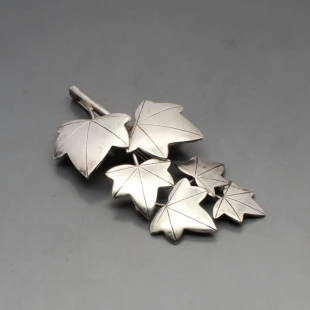 Geoffrey Bellamy  Silver Leaves Brooch