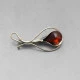 Vintage Amber and Silver Brooch