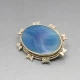 Blue Agate and Silver Brooch