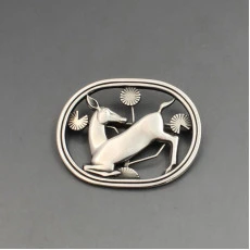 Georg Jensen  Kneeling Deer Brooch 