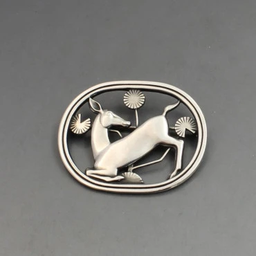 Georg Jensen  Kneeling Deer Brooch 