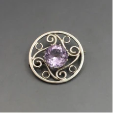 Glen Kelso Frame Amethyst Silver Brooch