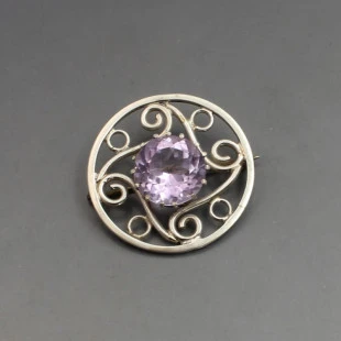 Glen Kelso Frame Amethyst Silver Brooch