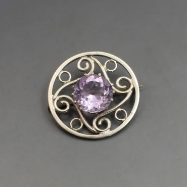 Glen Kelso Frame Amethyst Silver Brooch