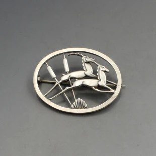 Geoffrey G Bellamy Leaping Gazelles  Brooch