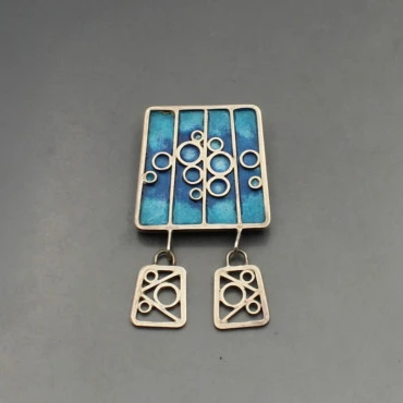 Norman Grant Silver and Enamel Brooch 1976