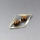 Tigers Eye and Silver Modernist Brooch