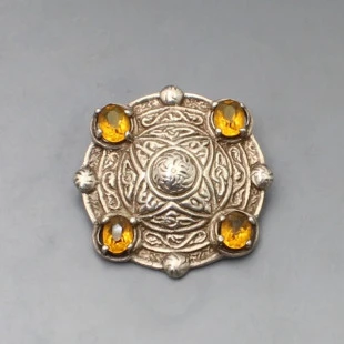 Scottish Silver and Citrine Shield Brooch
