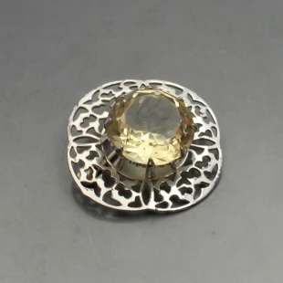 Ward Brothers Citrine and Silver Brooch