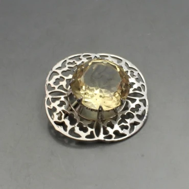 Ward Brothers Citrine and Silver Brooch
