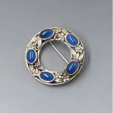 Shipton and Co Blue Chalcedony Silver Brooch