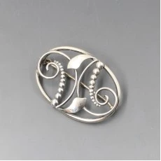 Danish 830 Silver Oval Brooch