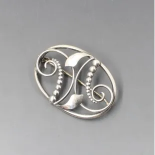 Danish 830 Silver Oval Brooch