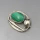 Malachite Silver Floral Brooch