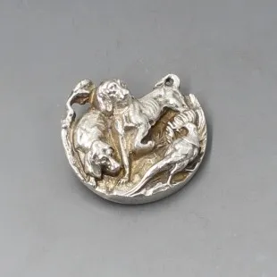 Solid Silver Hunting Brooch 