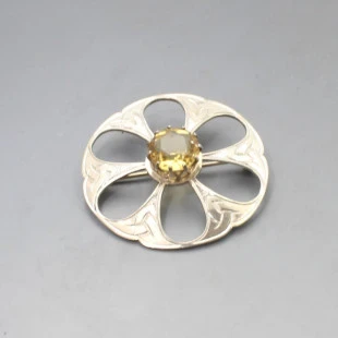 JOHN HART Iona Citrine and Silver Brooch