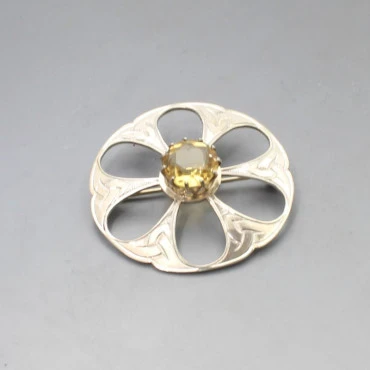 JOHN HART Iona Citrine and Silver Brooch