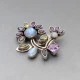 Silver Multi Gem Flower Brooch