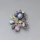 Silver Multi Gem Flower Brooch