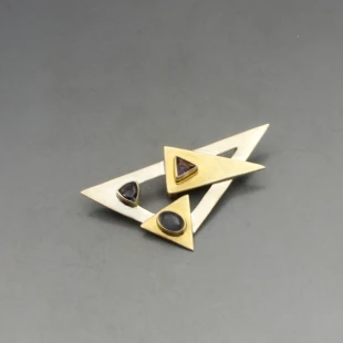Modernist Abstract Gemstone Brooch