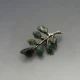Moss Agate and Sterling Silver Brooch
