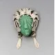 Mexico Jade and Silver Warrior Mask Brooch