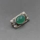 Vintage Green Chalcedony and Silver Brooch