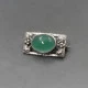 Green Chalcedony and Silver Brooch
