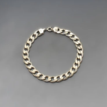 Flat Silver Curb Bracelet 