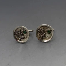 Silver and Green Chalcedony Cuff Links
