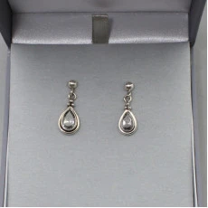 Crystal Silver Drop Earrings