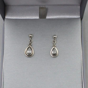 Crystal Silver Drop Earrings