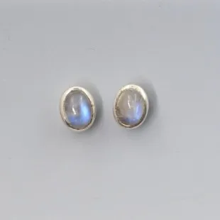 Moonstone Silver Stud Earrings