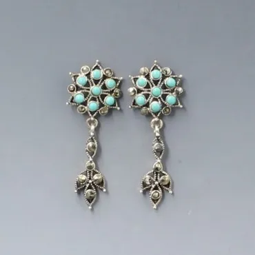 Vintage Turquoise and Sterling Silver Earrings