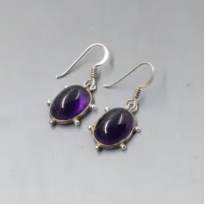 Amethyst and Silver Drop Earrings