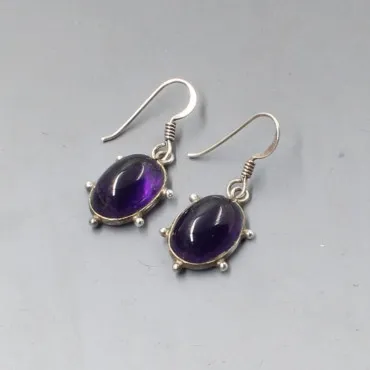 Amethyst and Silver Drop Earrings