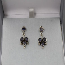 Iolite and Sterling Silver Drop Earrings